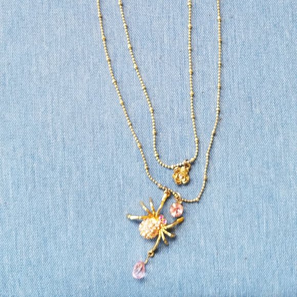 Betsey Johnson RARE 2-Strand Pink Spider Necklace - NWOT - Picture 6 of 6